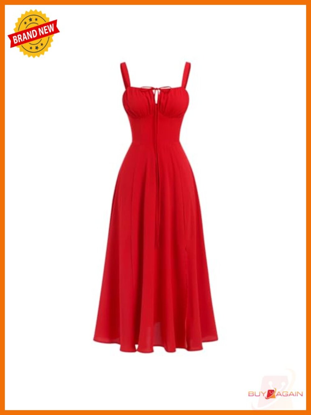 Floral Corset Midi Dress Spaghetti Strap Square Neck A-Line Sundress